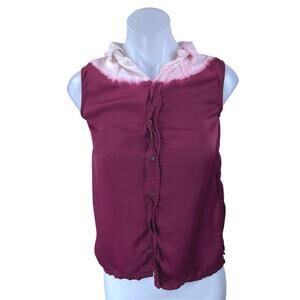 Women's Purple Tie Dye Sleeveless Button Down Collar Shirt Tank Top Size 40 US 8